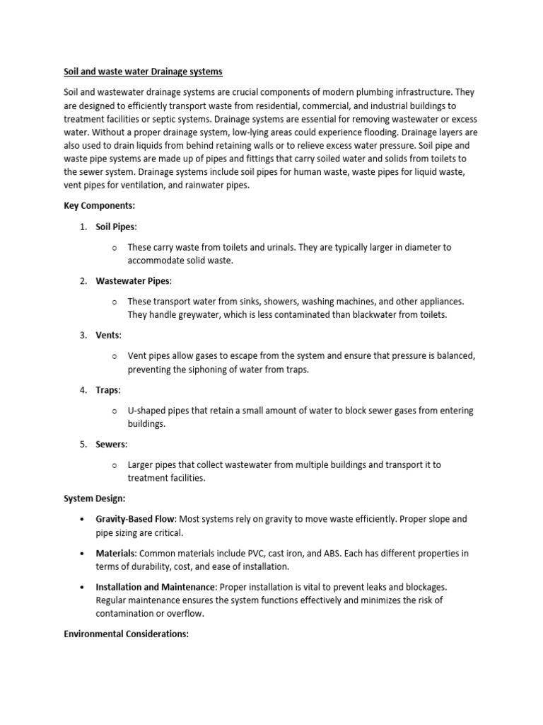 Soil and Wastewater Drainage Systems | PDF | Combined Sewer | Water ...