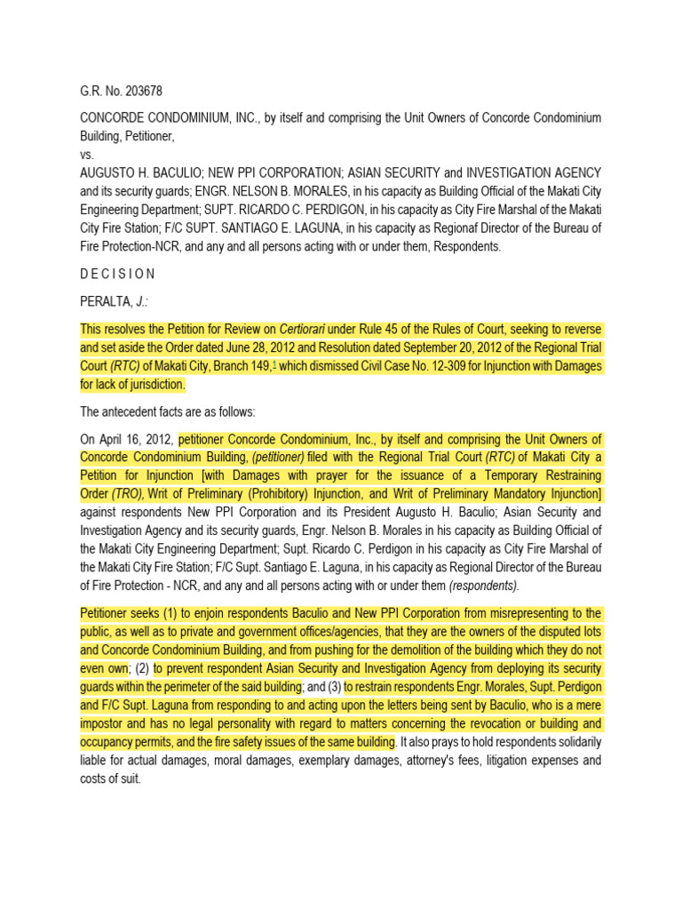 Concorde Condominium Legal Dispute Decision | PDF | Jurisdiction | Lawsuit