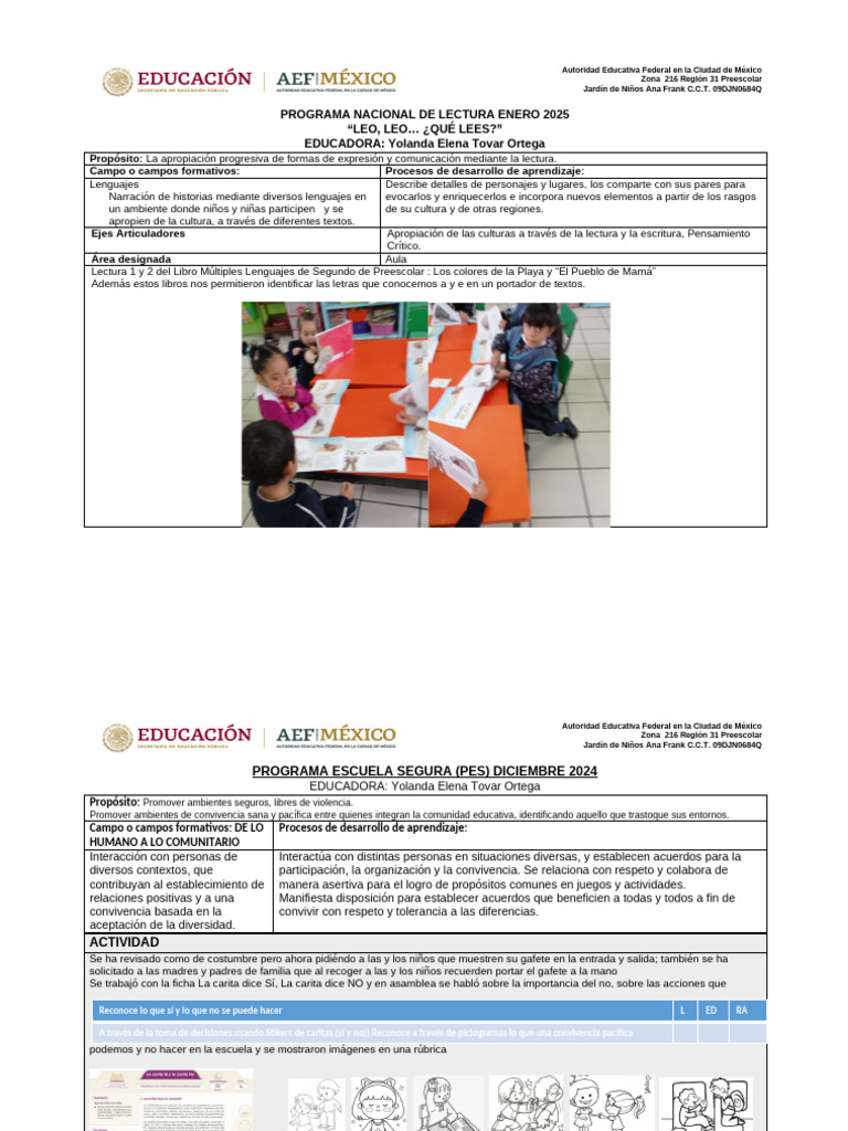 Programas Educativos en Jardín de Niños Ana Frank | PDF | Educación de ...