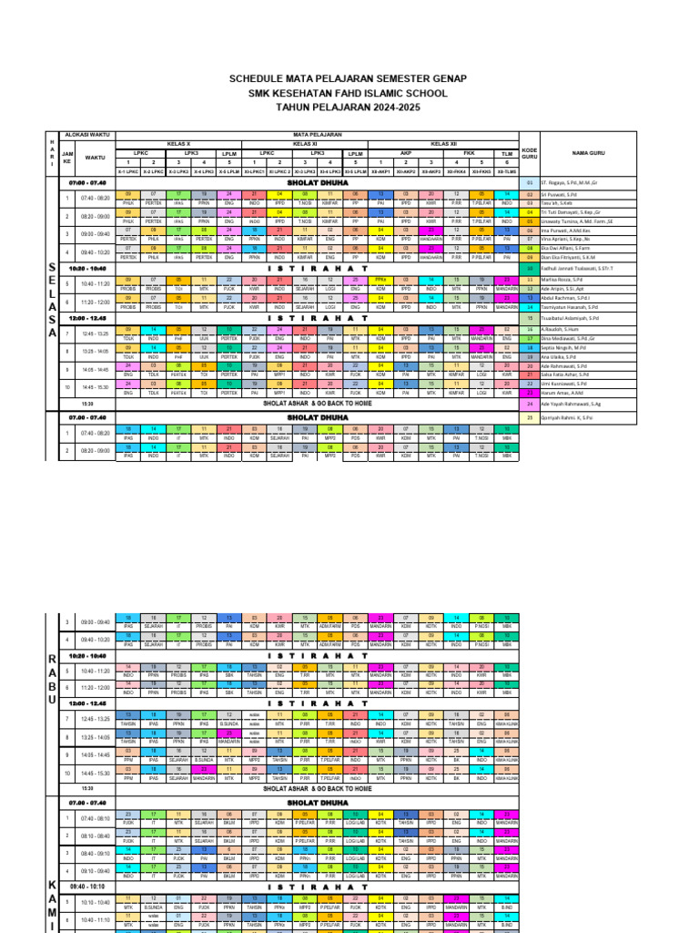 Schedule for Semester 2024-2025 | PDF