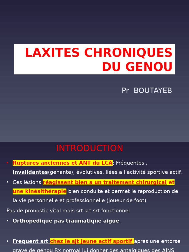 Laxité chronique du genou et traitement | PDF | Genou | Articulation ...
