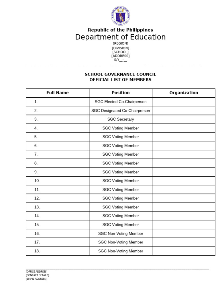 School Governance Council Member List | PDF