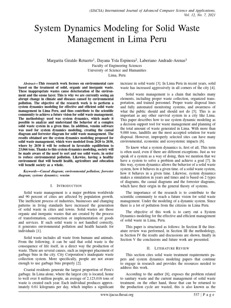 System Dynamics for Waste Management in Lima | PDF | Waste