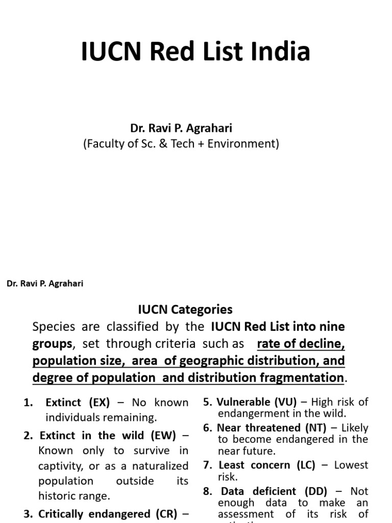IUCN Red List of Endangered Species in India | PDF | Endangered Species
