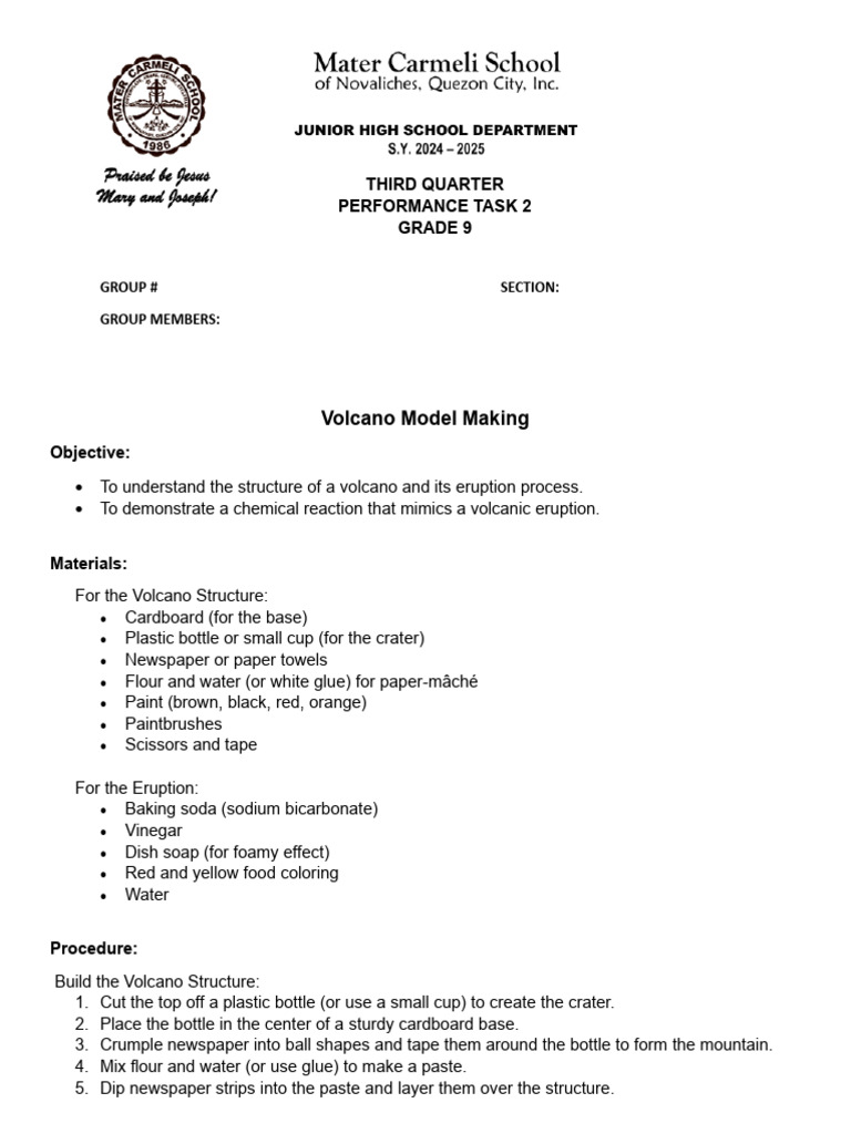 Volcano Model Making Project Guide | PDF