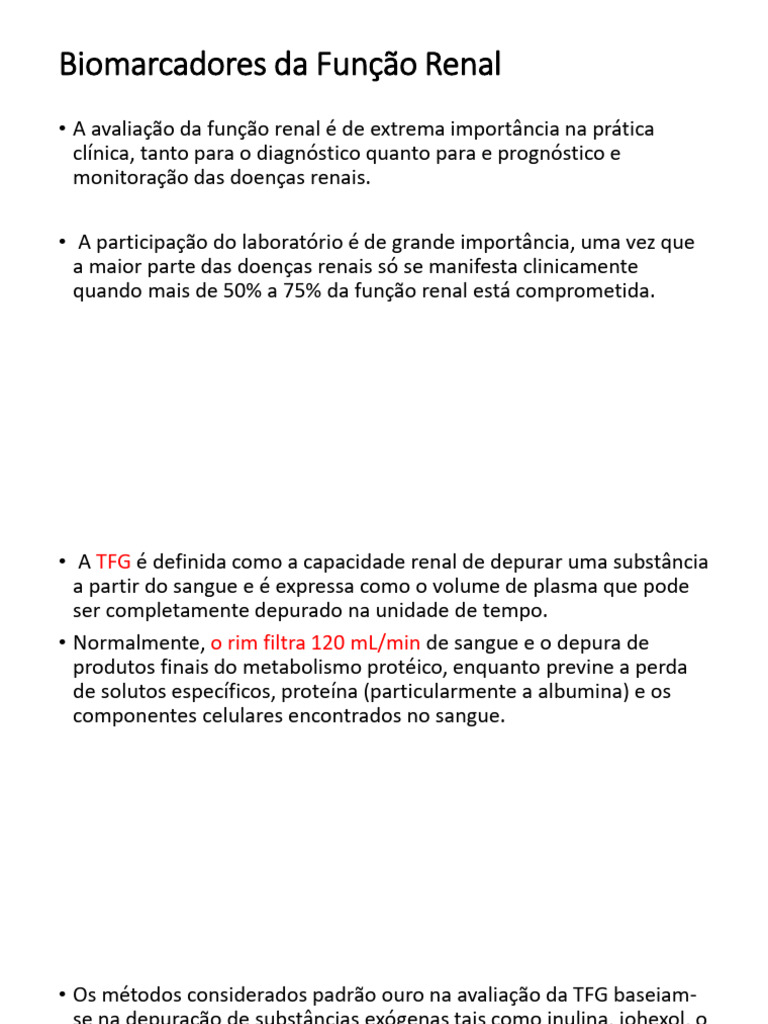 Biomarcadores e Avaliação da Função Renal | PDF | Creatinina ...
