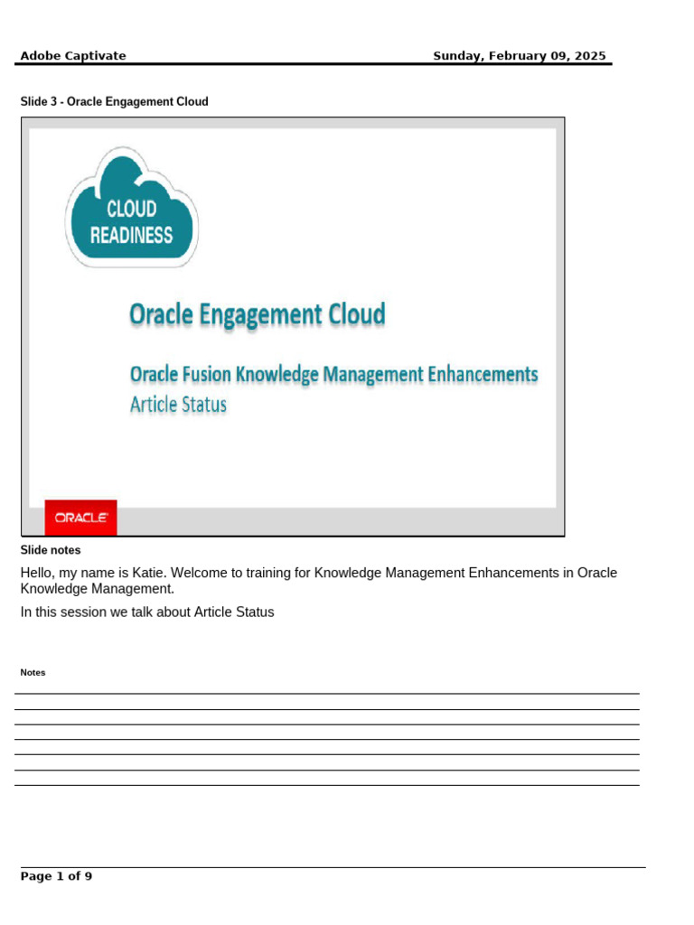Oracle Knowledge Management Training | PDF | Computing | Software