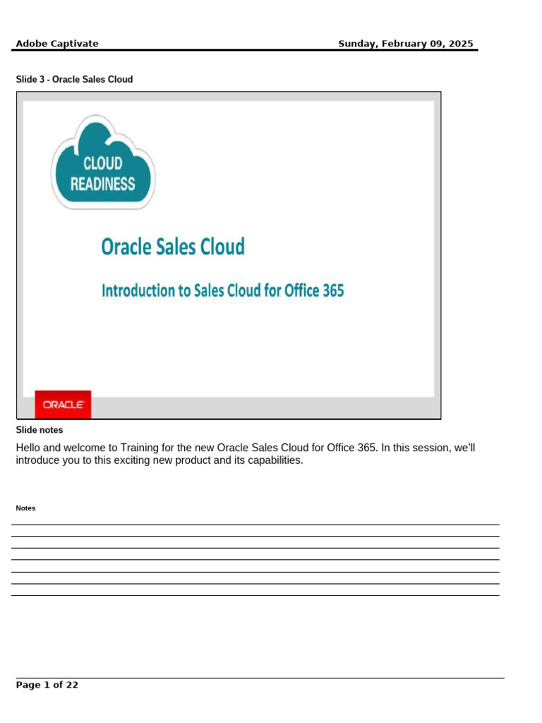 Oracle Sales Cloud for Office 365 Training | PDF | Cloud Computing ...