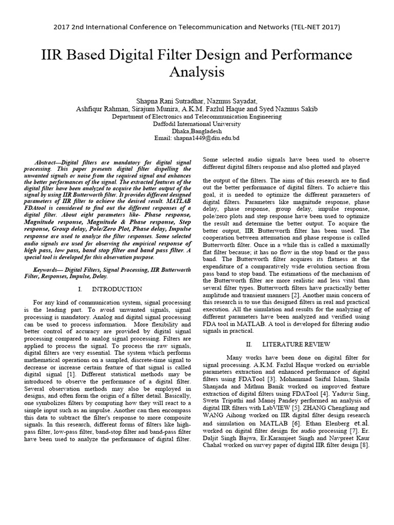 IIR Based Digital Filter Design and Performance | PDF | Filter (Signal ...