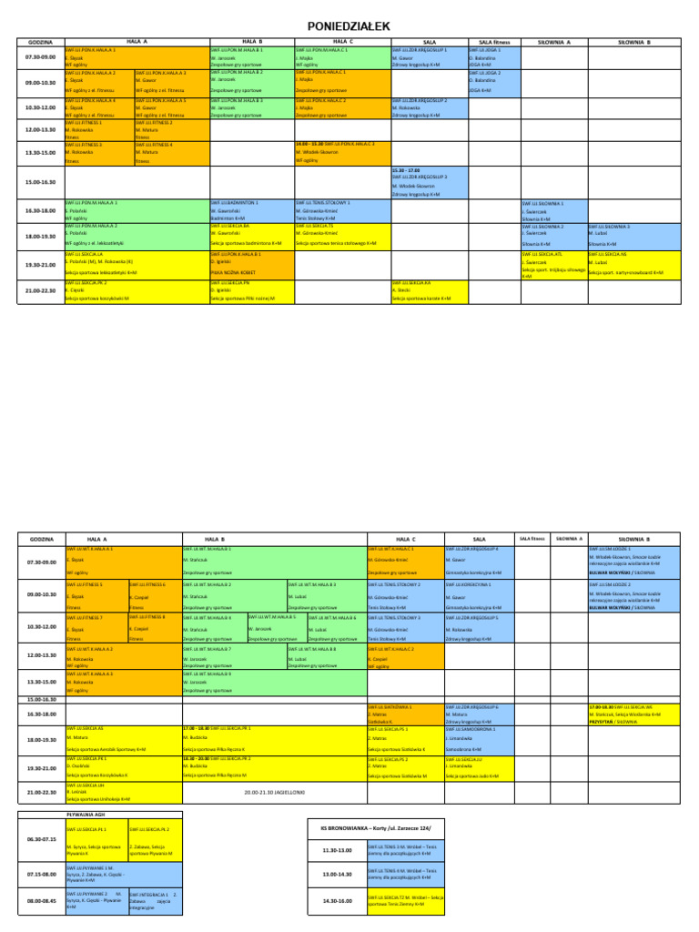 SWFiS Harmonogram - Semestr Zimowy 24-25 | PDF