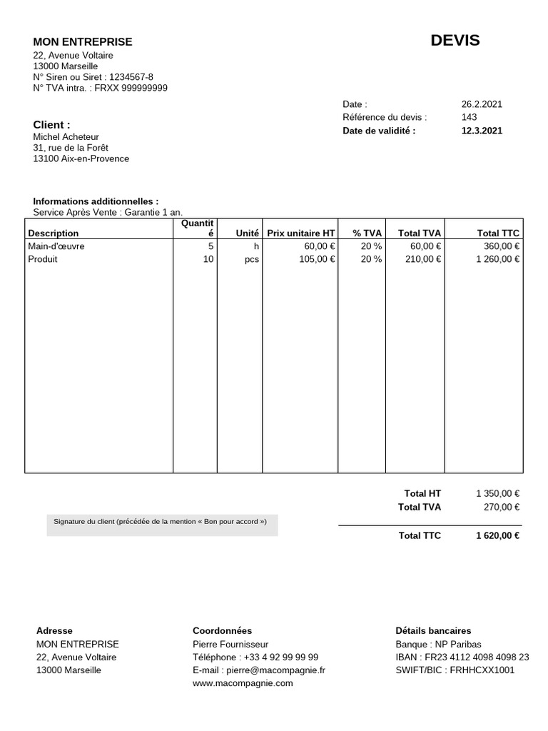 Devis détaillé pour services et produits | PDF | Taxe sur la valeur ...