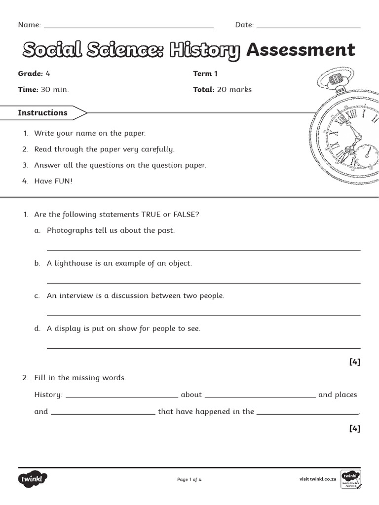 Grade 4 History Assessment Guide | PDF | News Media | Journalism