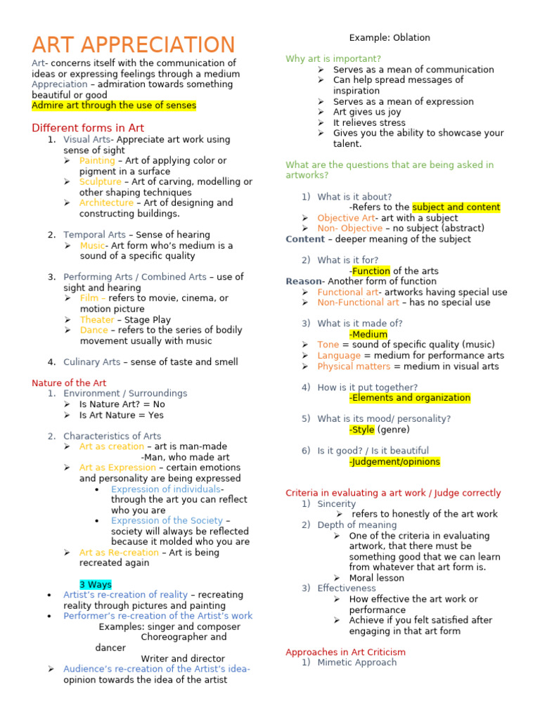 Understanding Art Appreciation Basics | PDF | The Arts | Paintings