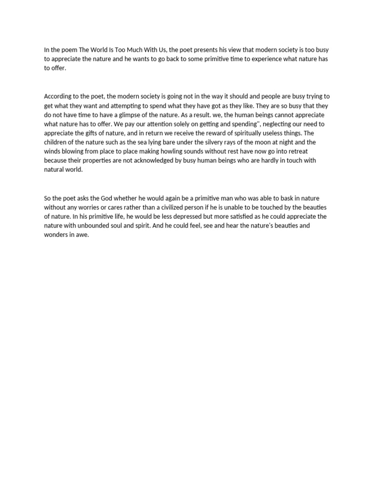 The World Is Too Much With Us | PDF
