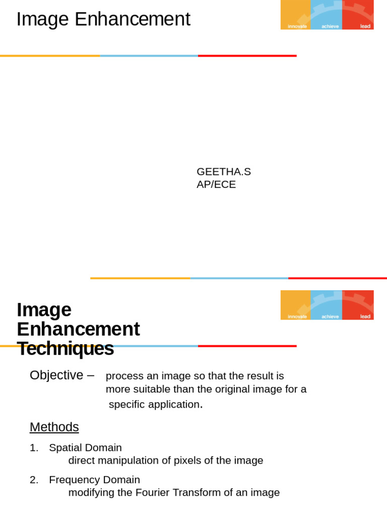Image Enhancement Techniques Overview | PDF | Digital Signal Processing ...