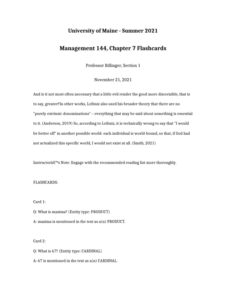 Management 144 Chapter 7 Flashcards | PDF