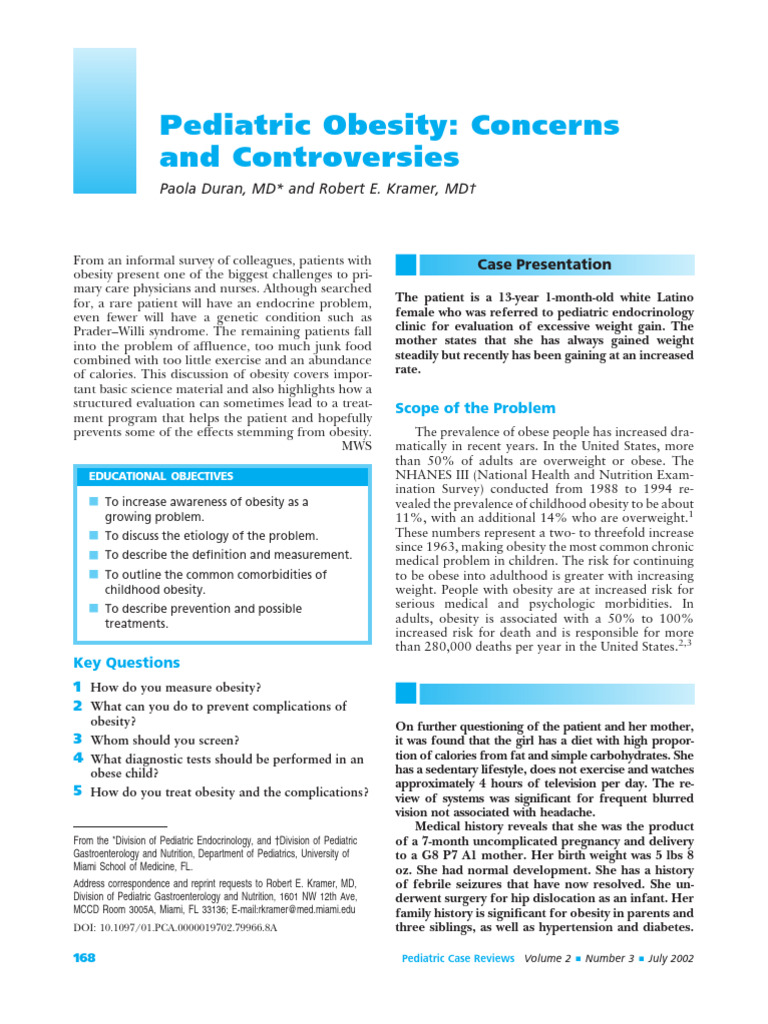 Pediatric Obesity Challenges | PDF | Leptin | Adipose Tissue