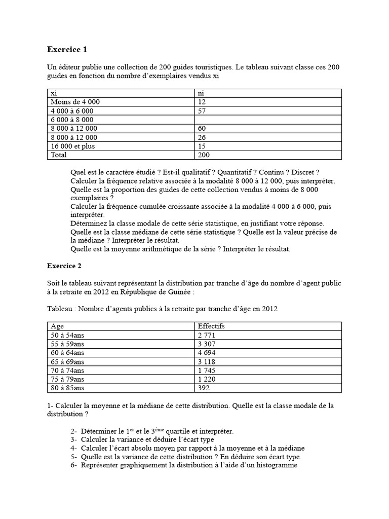 Analyse statistique des ventes et âges | PDF | Variance (mathématiques ...