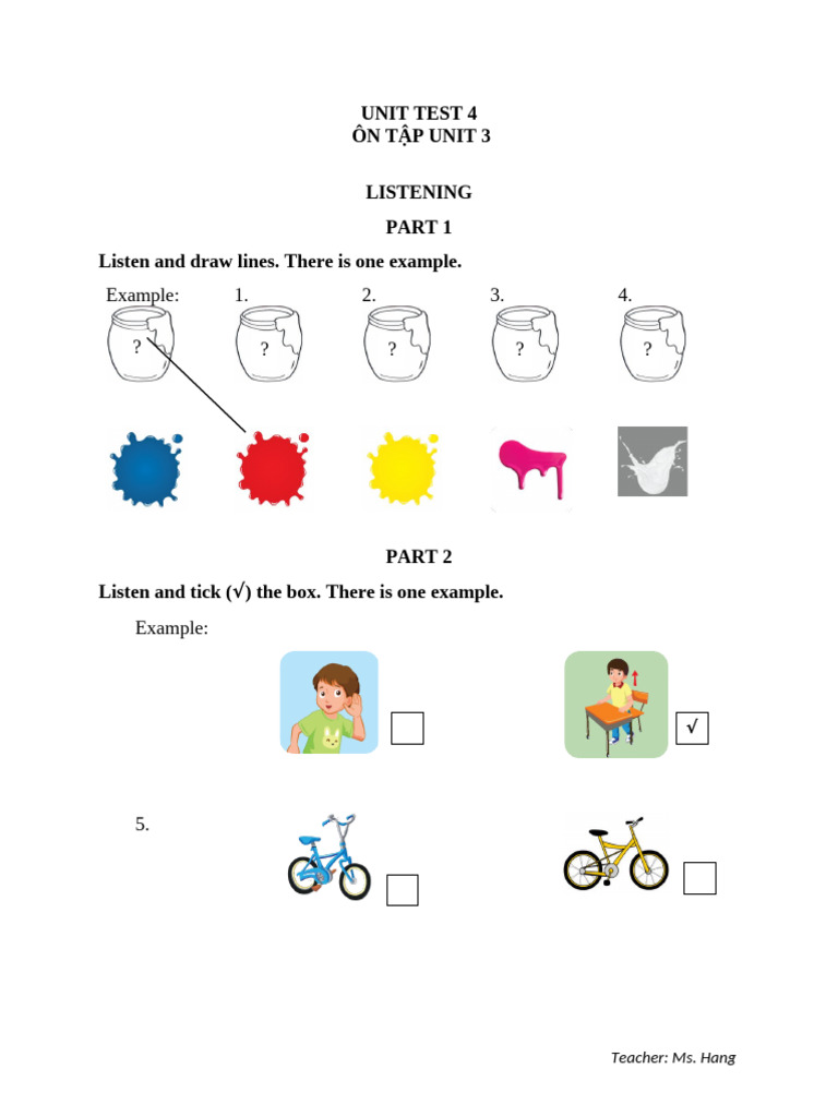 Unit Test 4: Listening & Reading Exercises | PDF