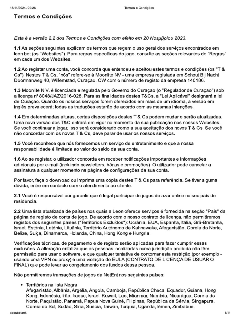 Termos e Condições | PDF