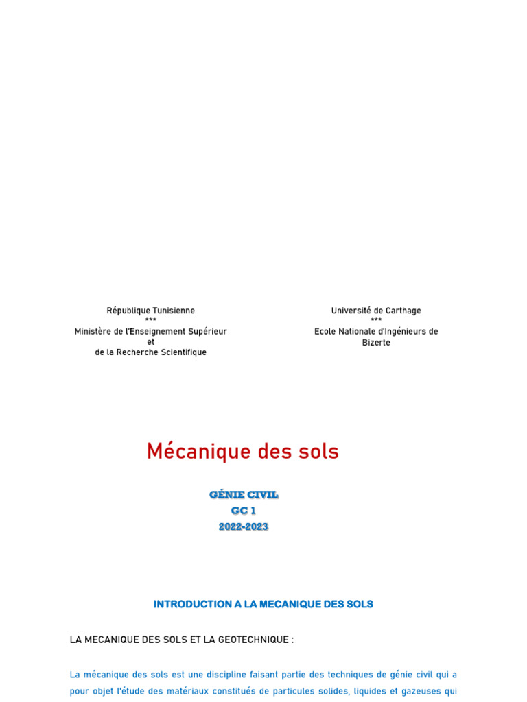 Introduction à la Mécanique des Sols | PDF | Sol (pédologie) | Génie ...