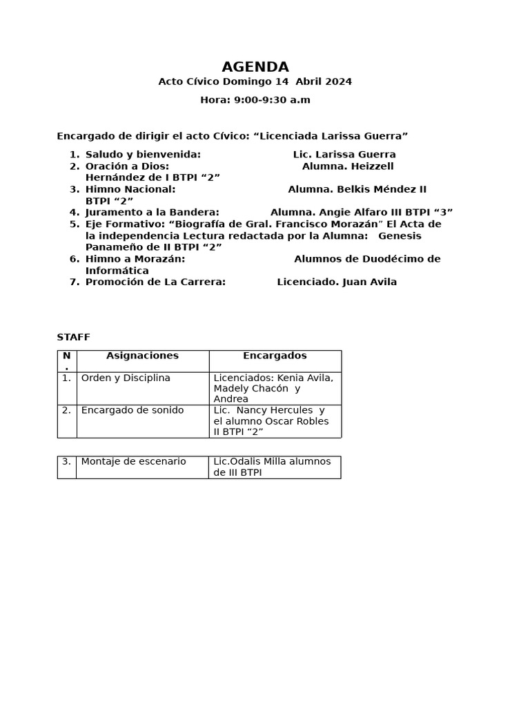 Acto Cívico del 14 de Abril 2024 | PDF