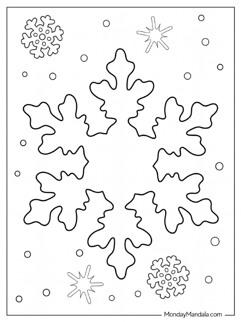 Snowflake Outline Coloring in For Kids | PDF