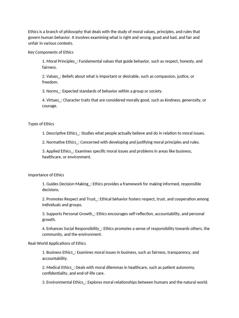 Understanding Ethics: Principles & Applications | PDF