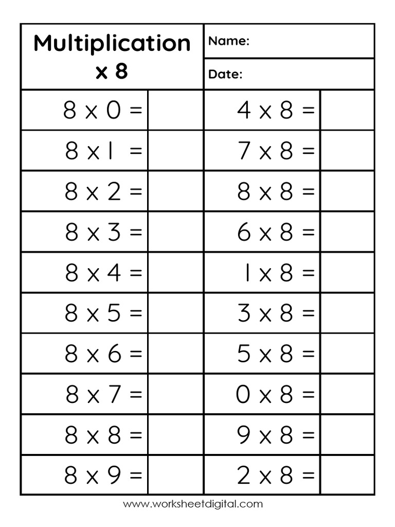 Multiplication x 8 | PDF