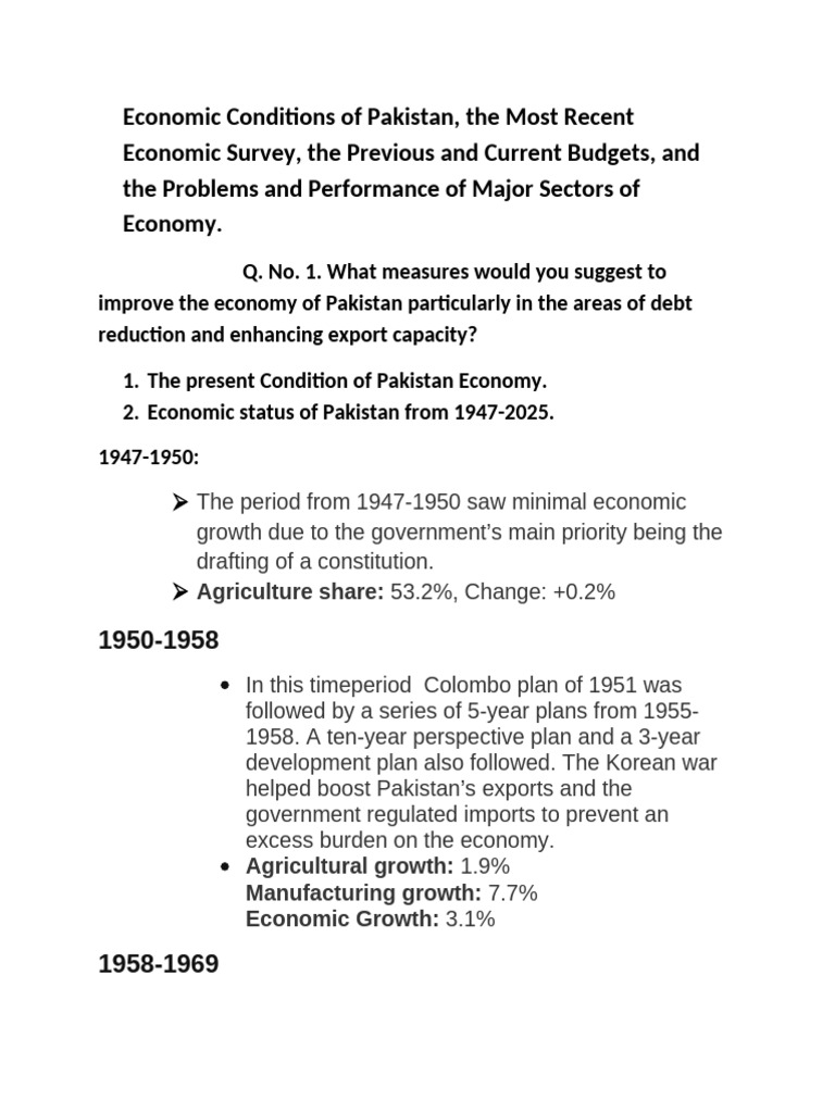 Pakistan's Economic Overview and Challenges | PDF | Economic Growth ...