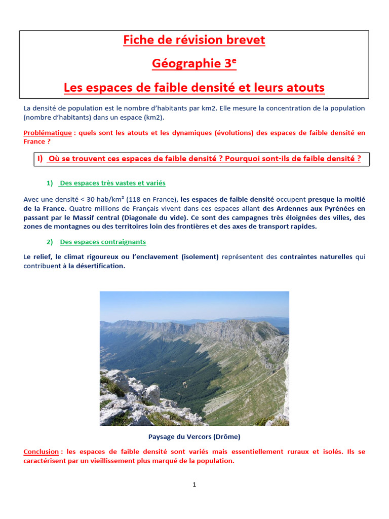 Atouts des espaces de faible densité | PDF