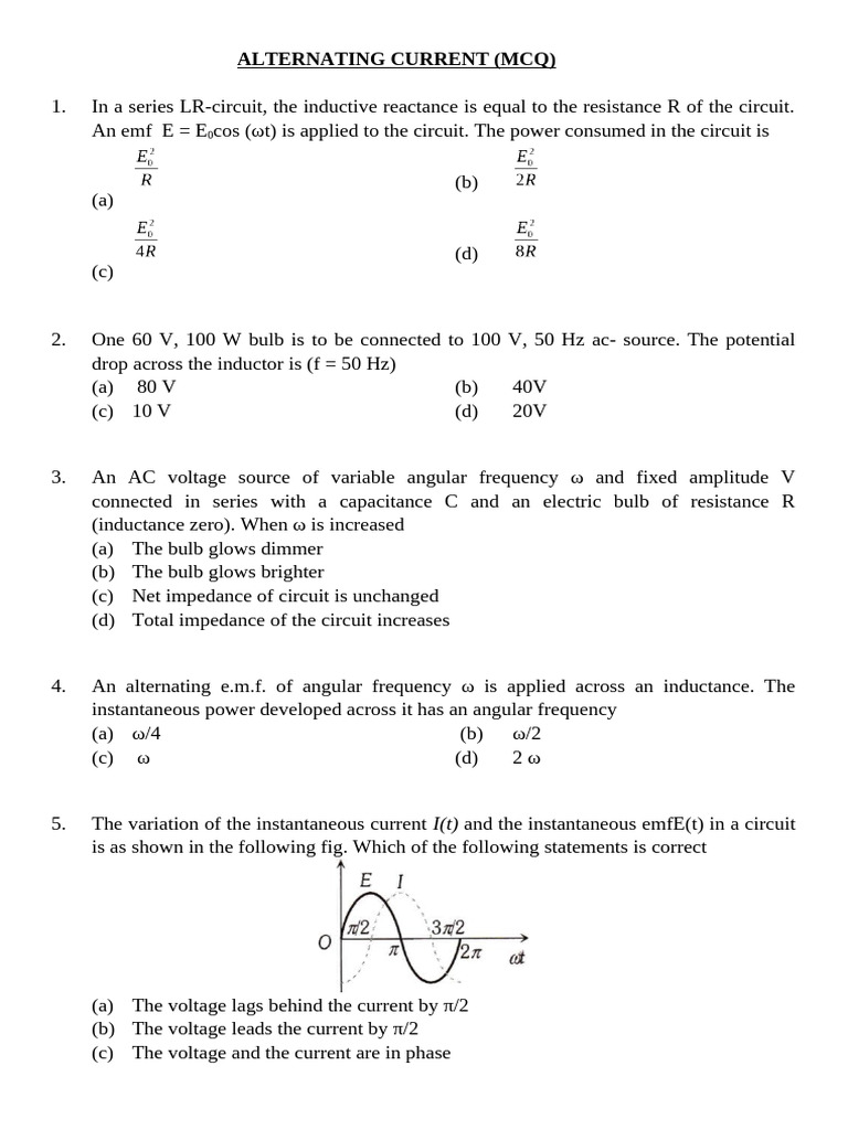 Ac Mcq 6 Pdf Inductor Transformer