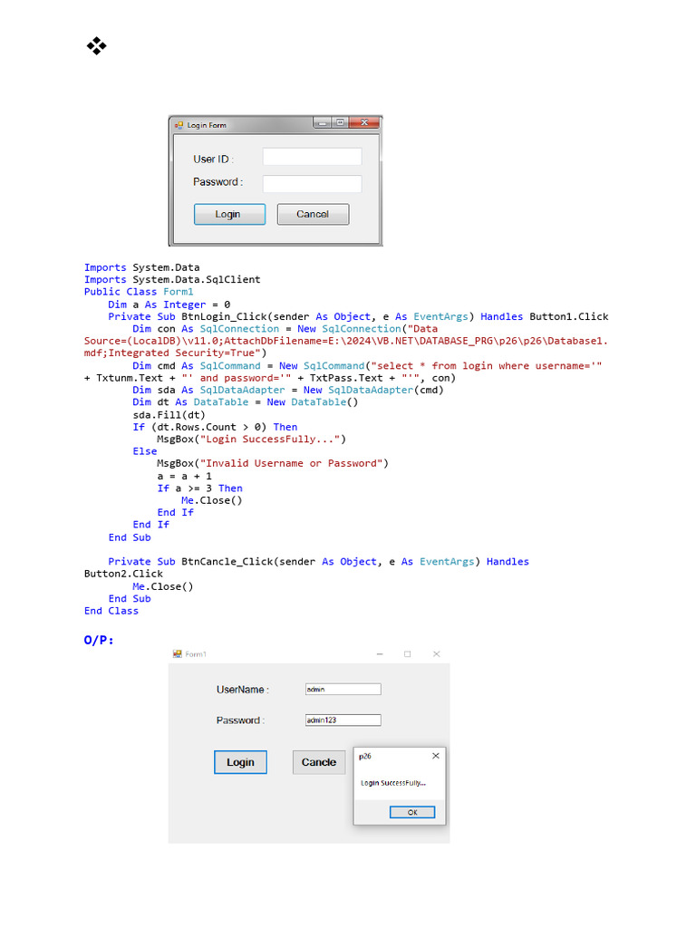 VB.NET Database Operations Guide | PDF | Data | Information Technology ...