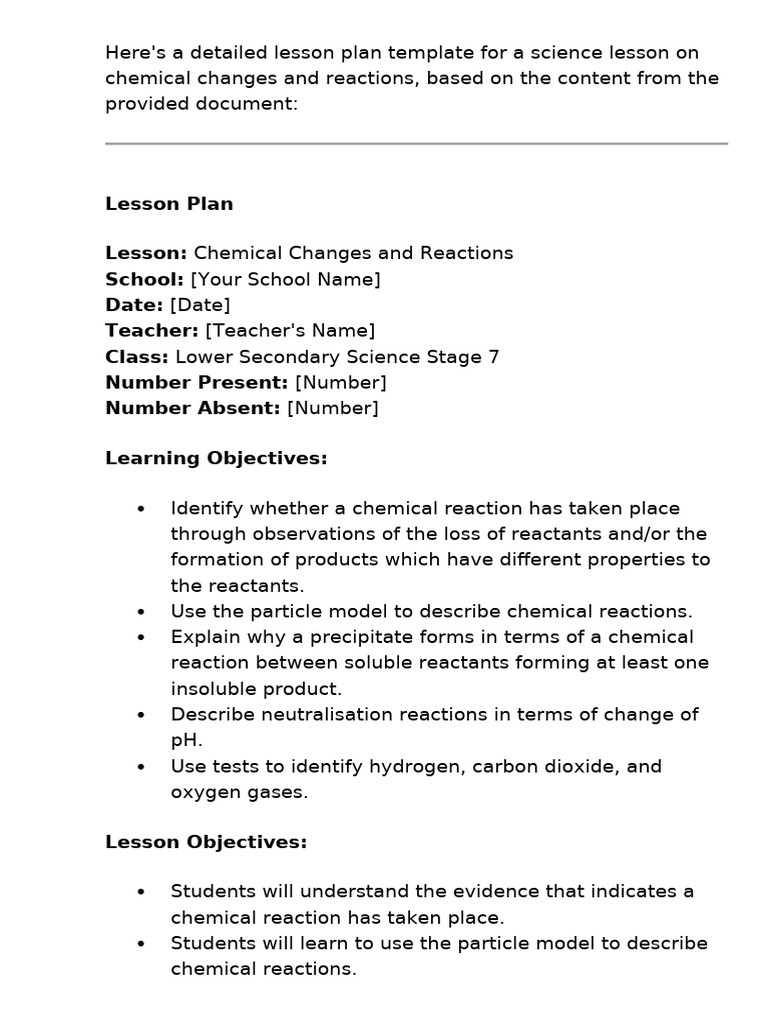 Chemical Reactions Y7 | PDF | Chemical Reactions | Chemistry