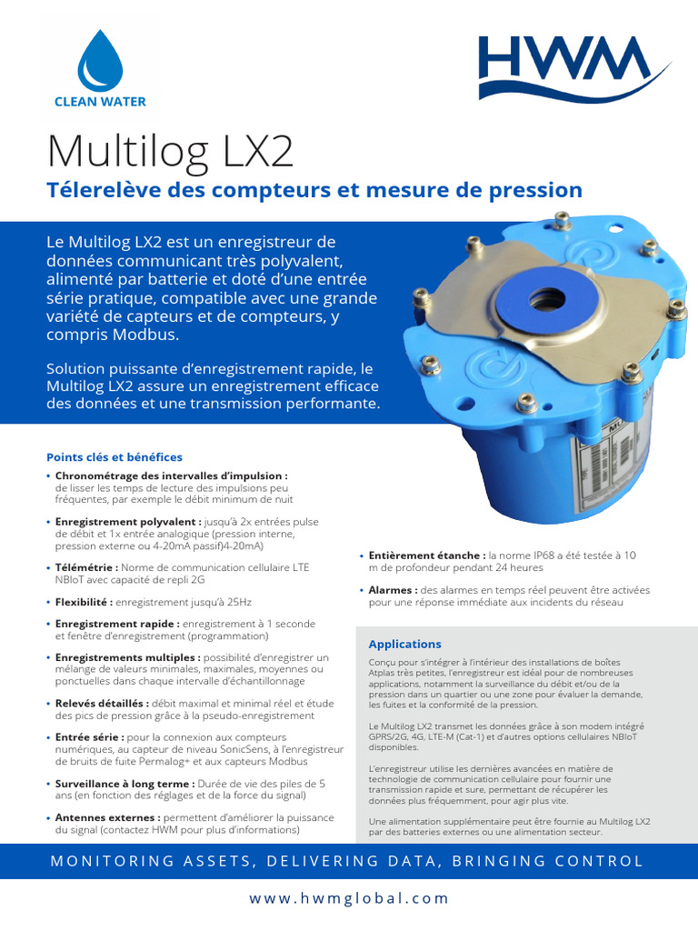 Enregistreur Multilog LX2 : Compteurs et Pression | PDF | Reproduction ...