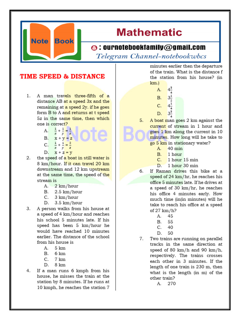 Time Speed & Distance | PDF | Speed | Quantity