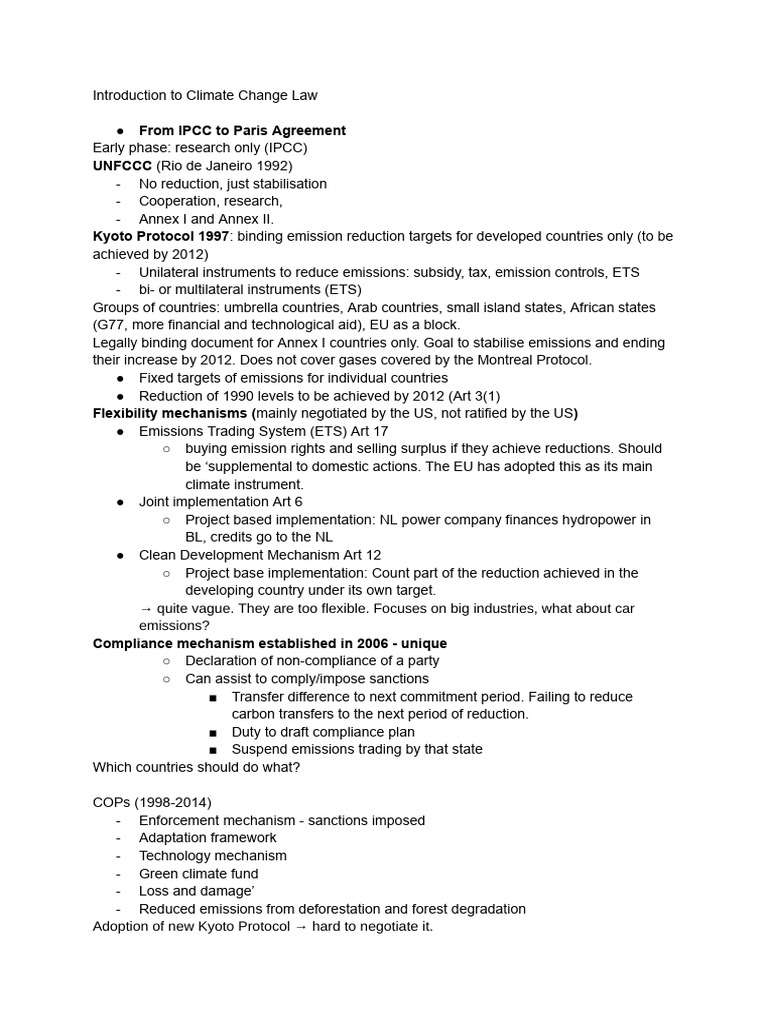 Introduction To Climate Change Law | PDF | Kyoto Protocol | United ...