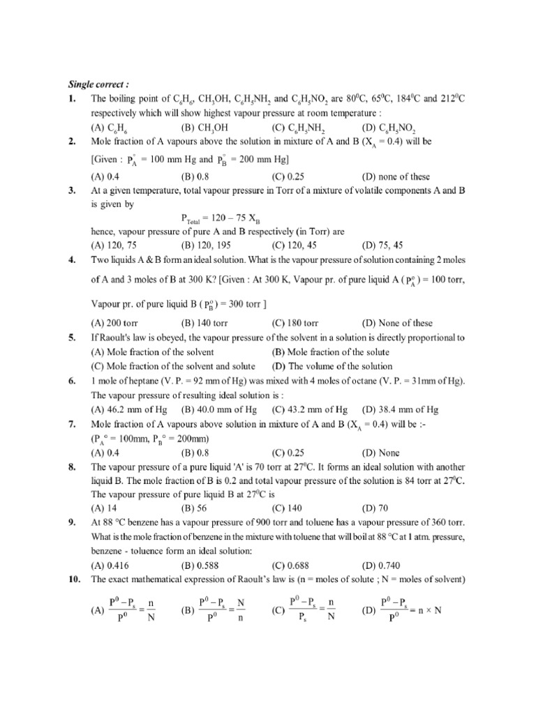 Liquid Solution HW 1 | PDF
