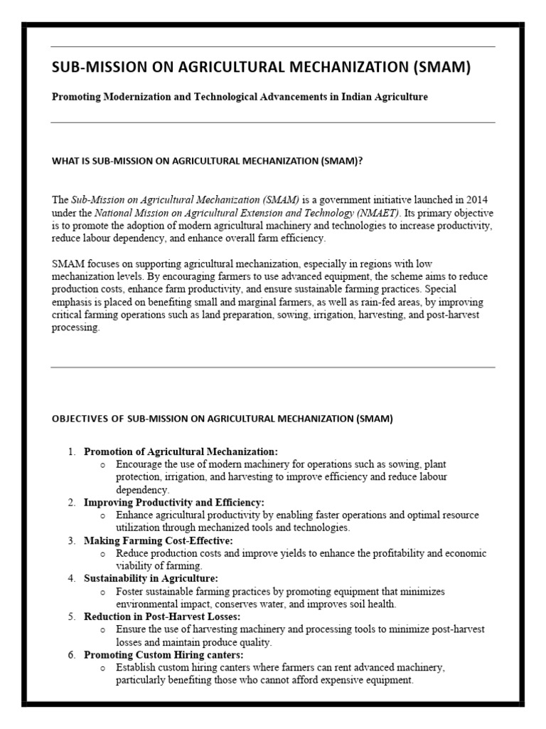 SMAM: Subsidies for Agricultural Equipment | PDF | Agriculture ...