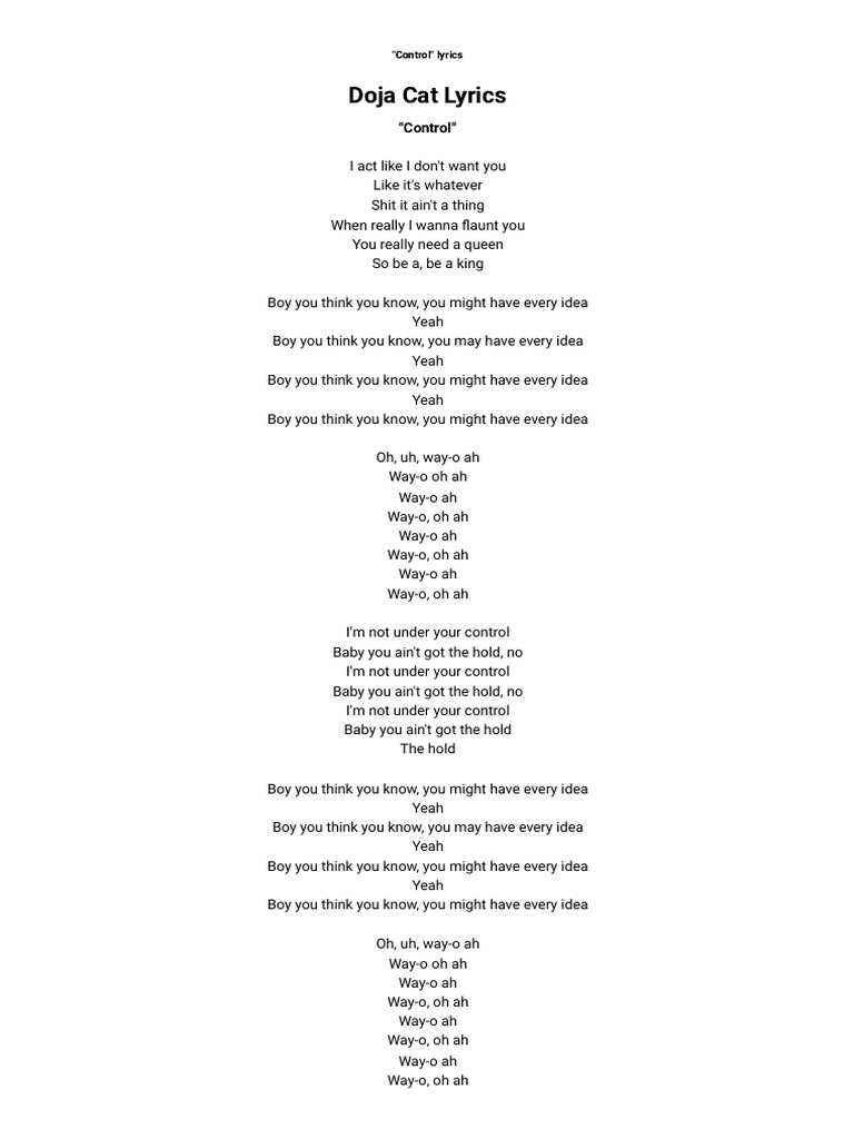 Doja Cat - Control Lyrics _ AZLyrics.com | PDF