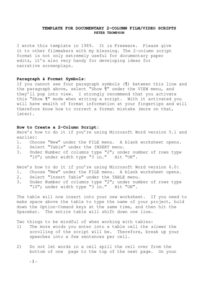 Script Template  PDF  Microsoft Word  Letter Case For Microsoft Word Screenplay Template