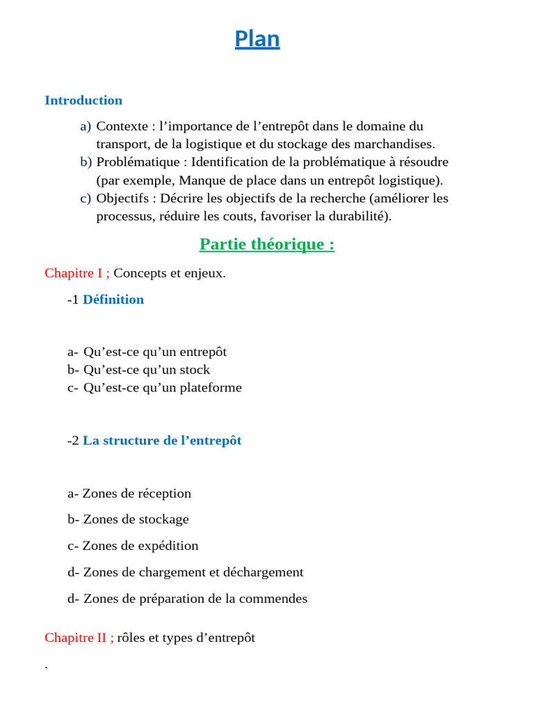Plan d'Optimisation d'un Entrepôt Logistique | PDF | Entrepôt | Logistique