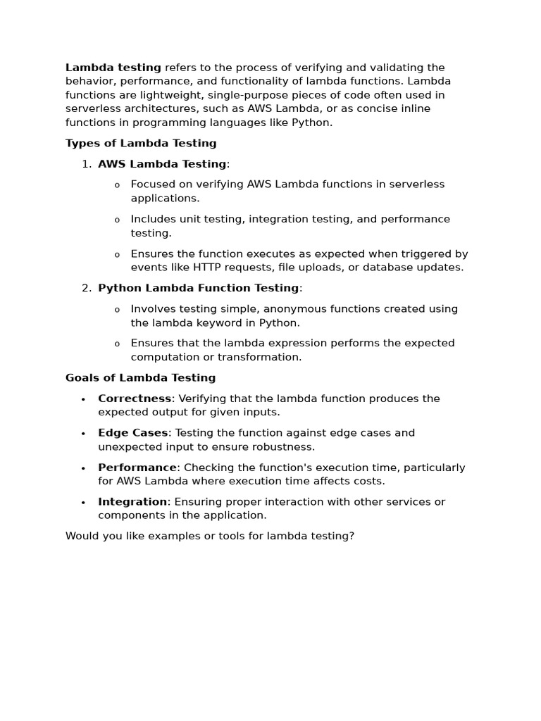 Lambda Testing | PDF