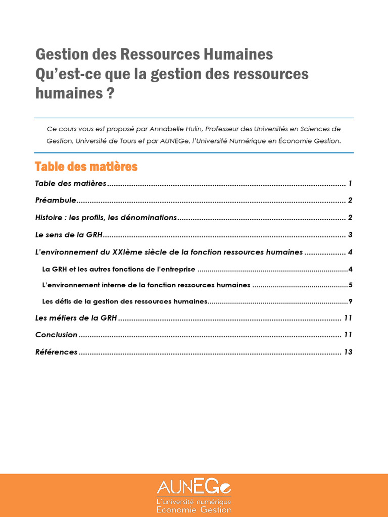 Introduction à la Gestion des RH | PDF | Gestion des ressources ...