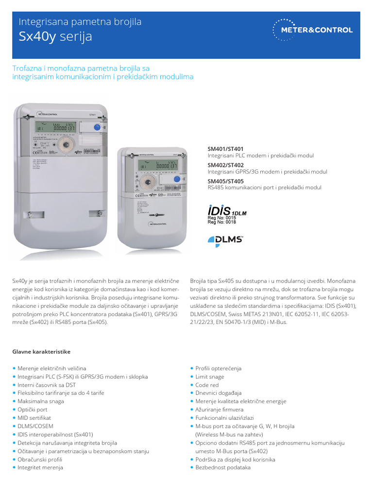 MeterControl Sx40y Integrisana Pametna Brojila | PDF