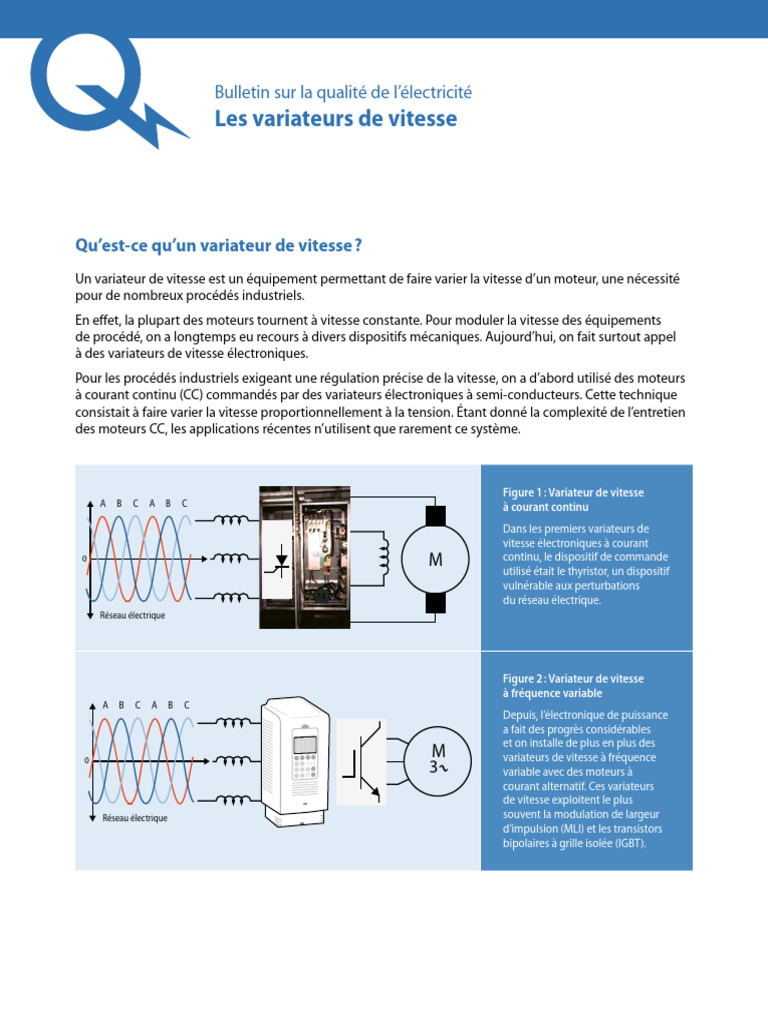 Variateurs de Vitesse Fonctionnement et Avantages PDF Courant — free download