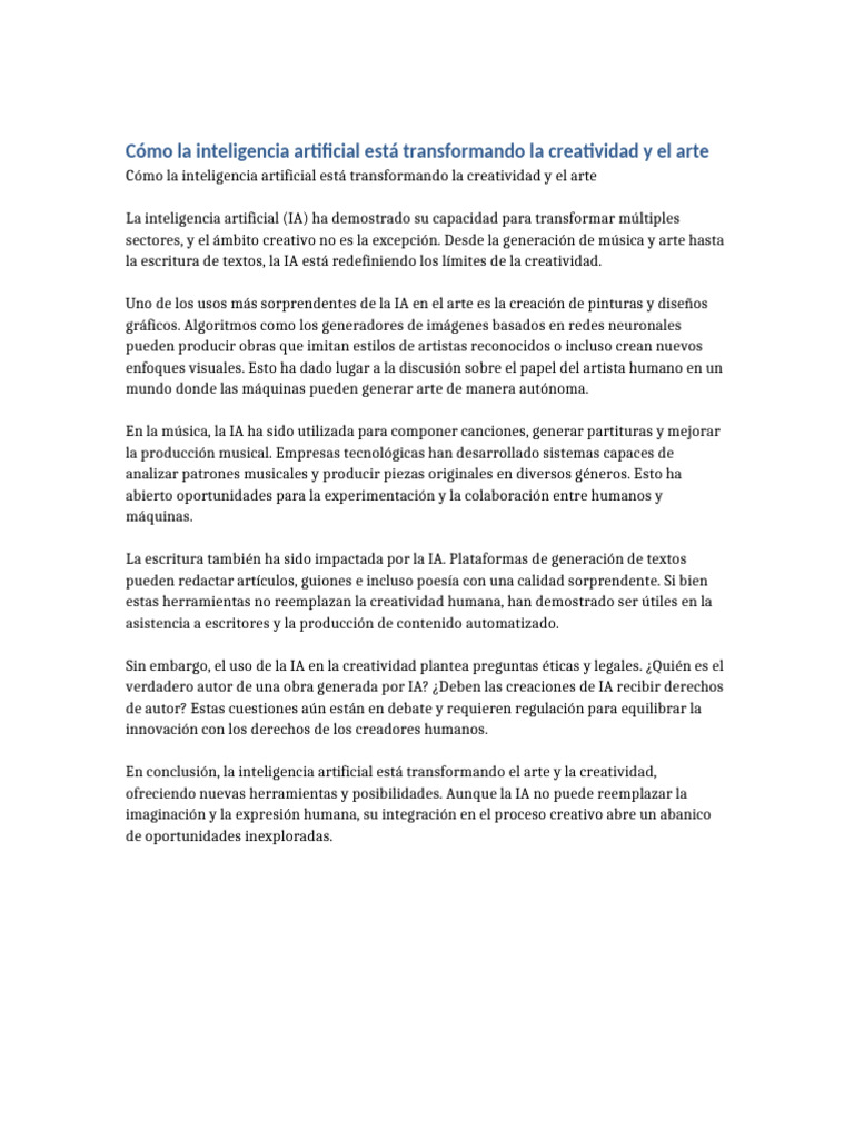 Cómo La Inteligencia Artificial Está Transformando La Creatividad y El ...