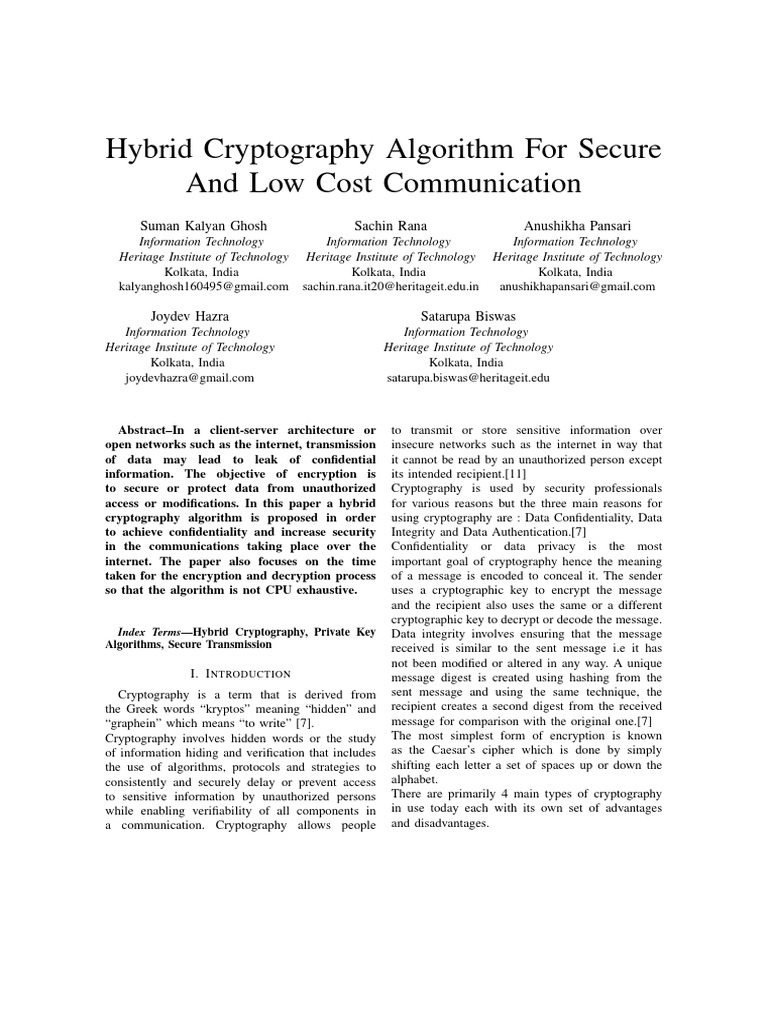Hybrid Cryptography for Secure Communication | PDF | Cryptography | Key ...
