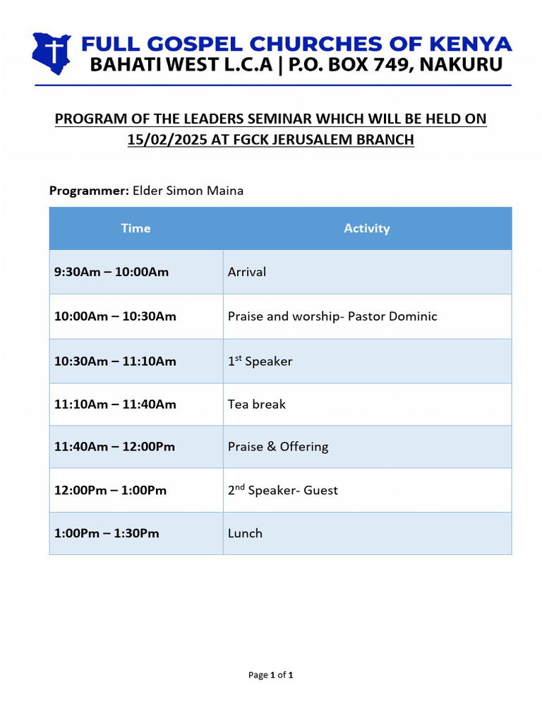 Leaders Seminar Program - Feb 2025 | PDF