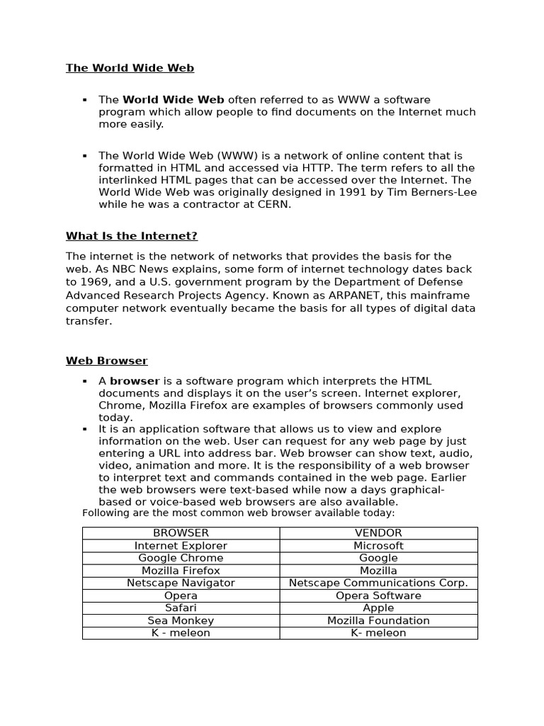 Web_designing_notes | PDF | World Wide Web | Internet & Web